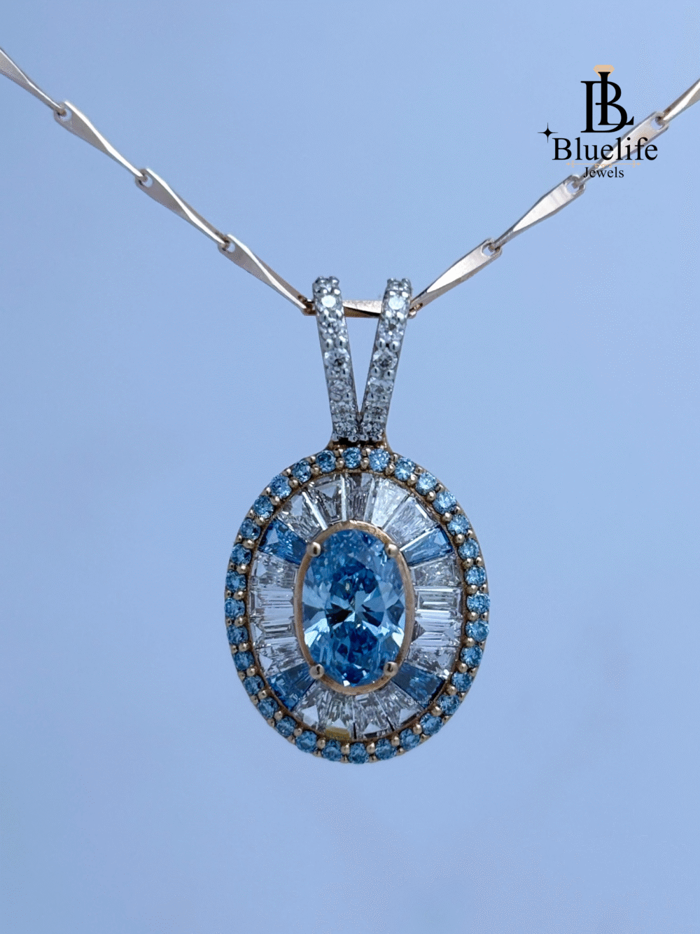 Blue oval  PENDANT