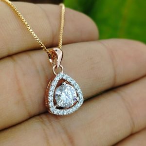 1.21CT Lab Grown Diamond Halo Necklace 14K Solid Gold Round Brilliant Solitaire Pendant 18 Inch Chain Ethical Luxury Gift for Her