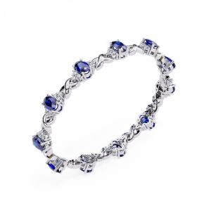 6.50ct Blue Sapphire & Lab Grown Diamond Bracelet