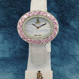luxury moissanite watch for women pink dial silver watch