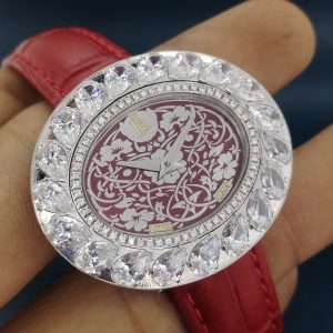 lab grown diamond watch for women red dial luxury iced watch