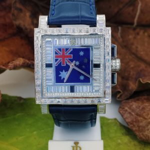 moissanite watch unisex blue dial iced out 925 silver