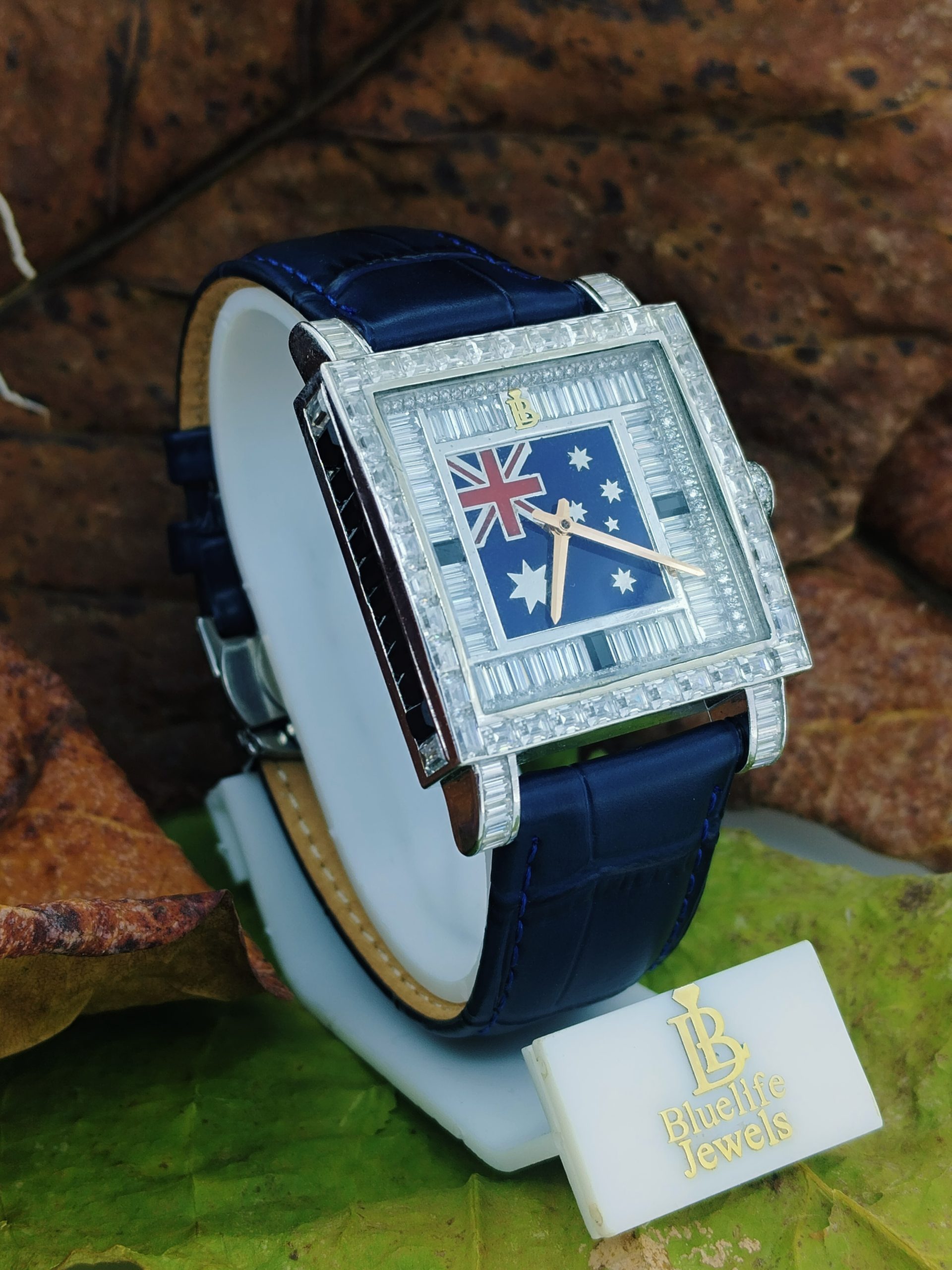 925 silver moissanite watch blue dial diamond style watch