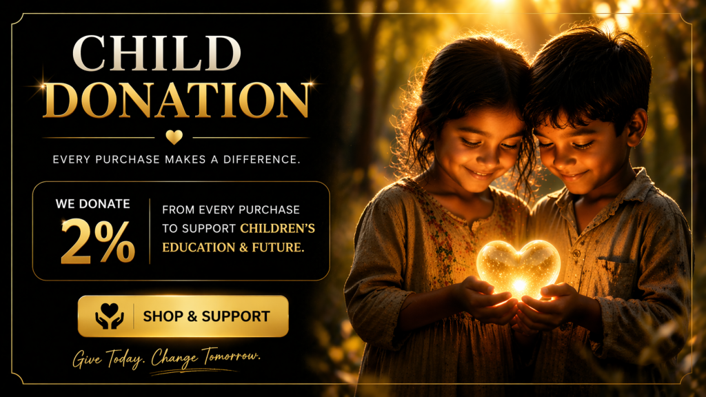 child donation jewelry Bluelife Jewels 2% donation banner for children education support