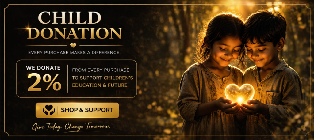 child donation jewelry Bluelife Jewels 2% donation banner for children education support