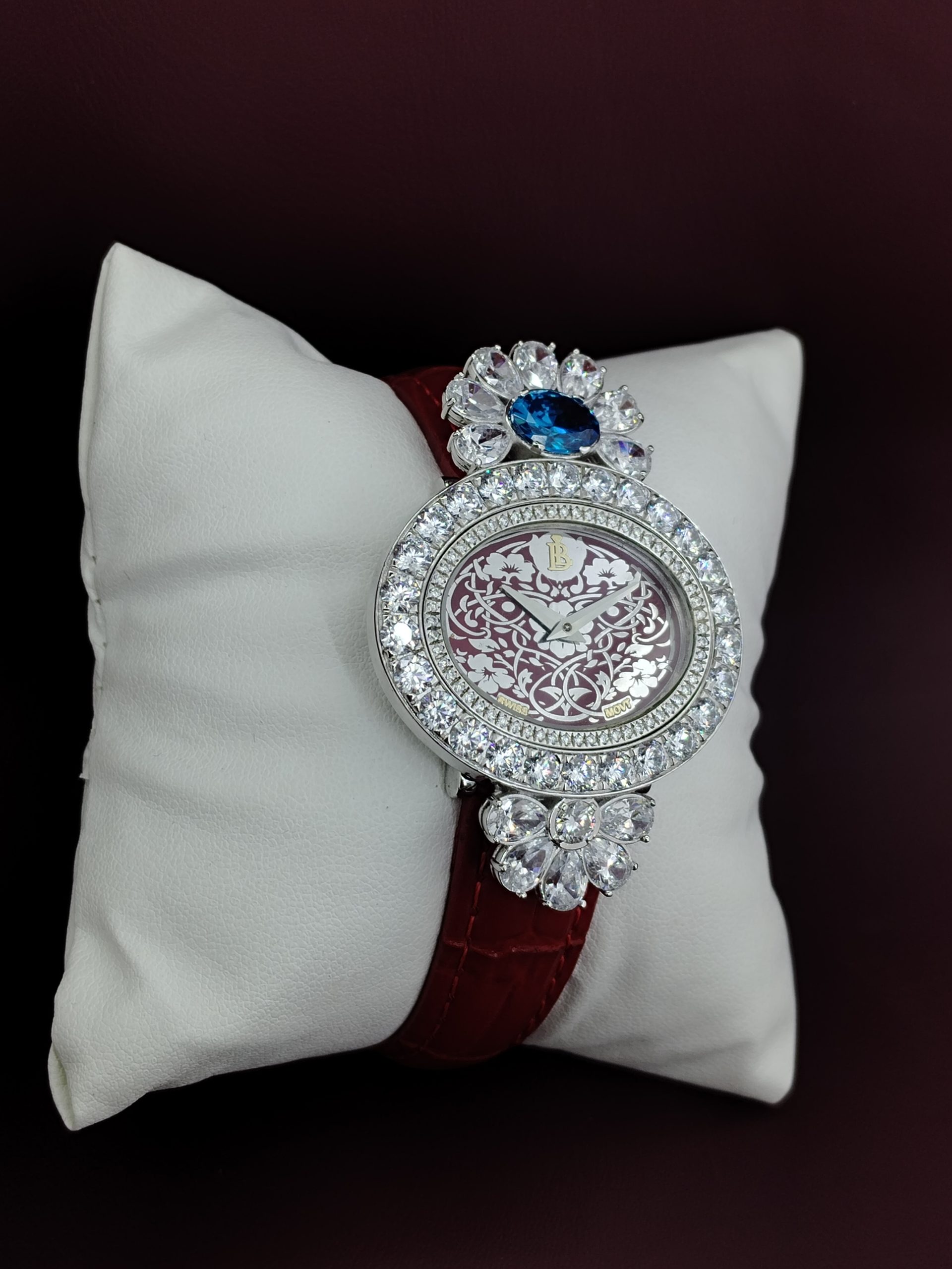 Luxury Moissanite Watch for Women – Blue Floral Dial Iced Out Sapphire Glass Gift - Image 7